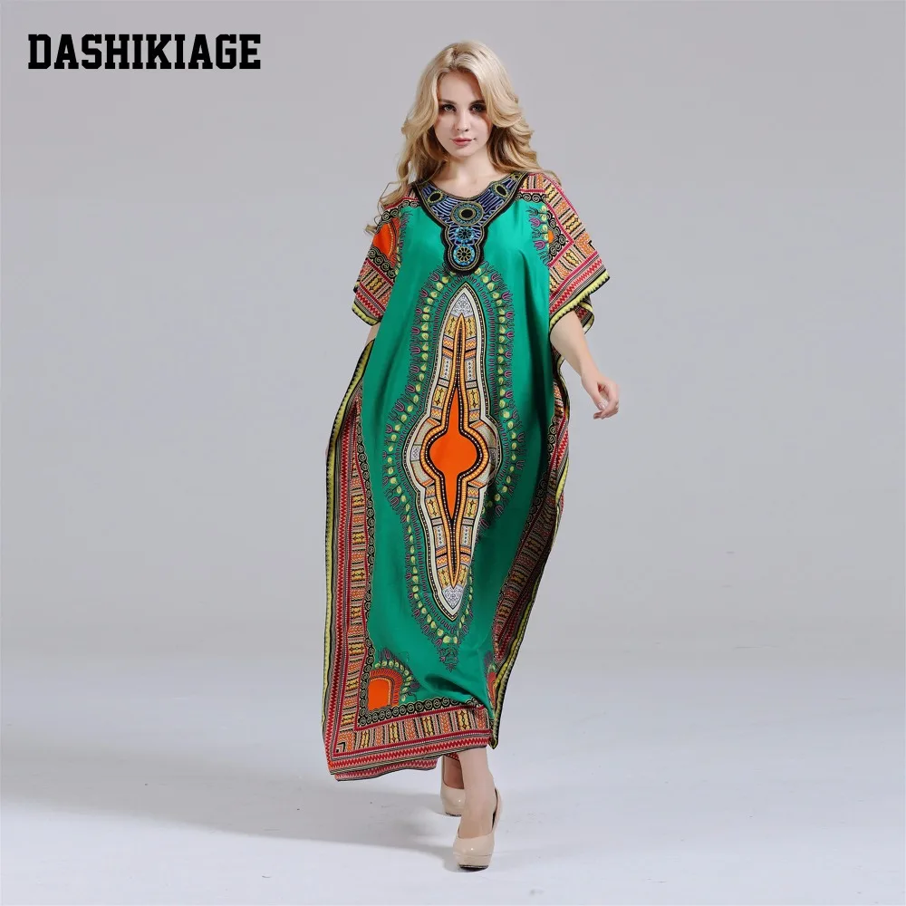 Новинка модное женское платье Dashikiage из 100% хлопка макси с Африканским принтом