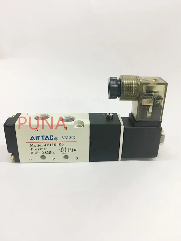 1 шт. Пневматический электромагнитный пневматический клапан Φ 2/5 Way 1/8 &quotBSP 4V110-06 с