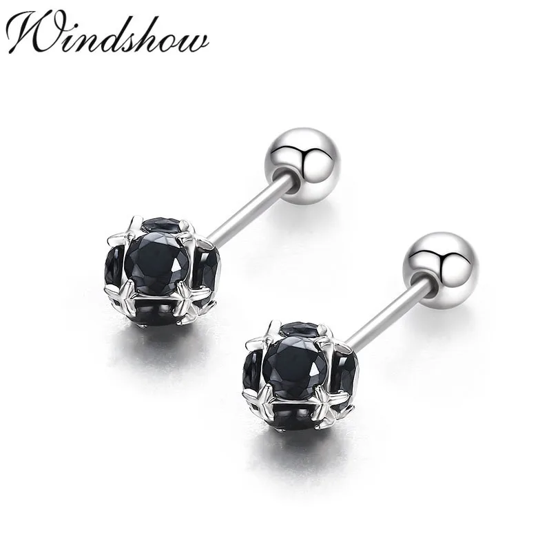 Серьги гвоздики из серебра 925 пробы с фианитами|screw stud earrings|stud earringsstud earrings for women |