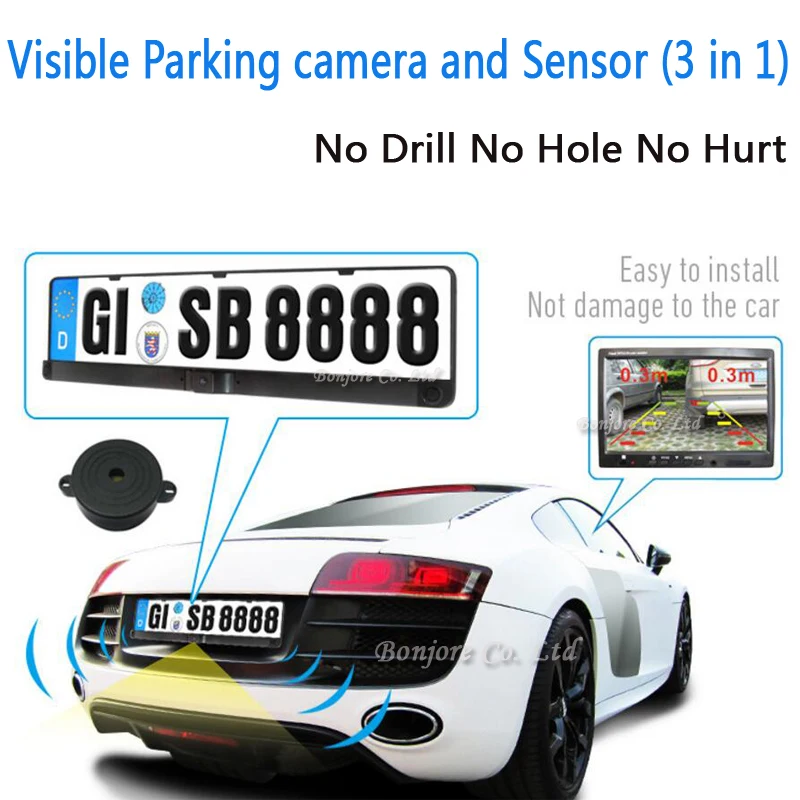 Видимый парковочный датчик заднего парковочного радара HD CCD Европа Россия рамка