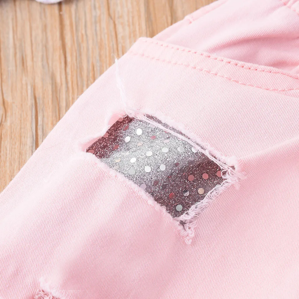 2PCs Newborn Kid Girls Short Sleeve Cartoon Print Tops +Pants Outfits Sets |