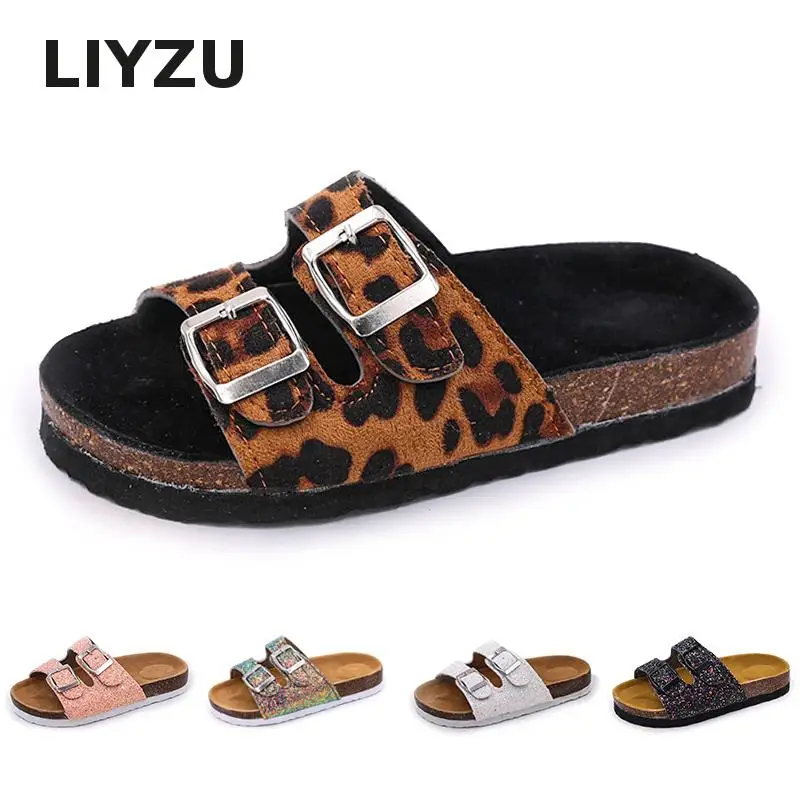 

Summer Sandals Girls Beach Shoes Kids Cork Sandals Fashion Children Bright Sequins Parent-child Outdoor Flip Flops Comfortable