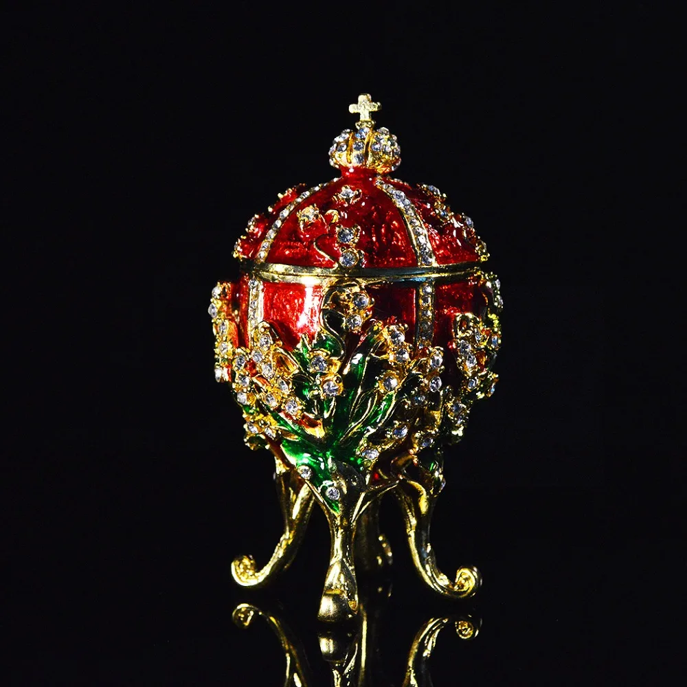 Qifu металлическая ручная работа маленькая Faberge коробка яйцо для ювелирных изделий