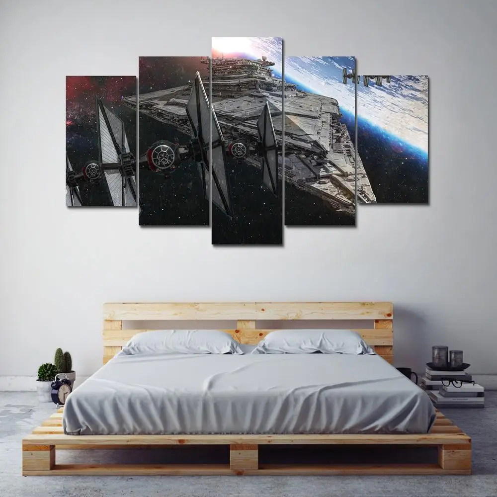 Настенный художественный модульный стиль рисования на холсте 5 панелей Звездные