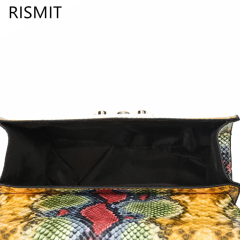 RISMIT Ретро змеевидная цепь сумка с принтом маленькие сумки женские из