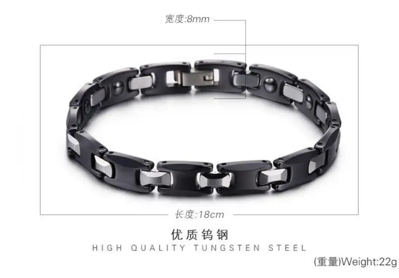 Men Women Personalised 16.5-18cm Long Tungsten Steel Bracelet Health Care Hologram Energy Fashion Link Chain Jewelry | Украшения и