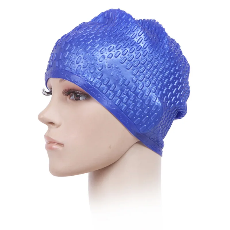 Elastic Silicone Swimming Cap Unisex Long Hair Bubble Caps Protect Ear Wrap Waterproof For Women Men Swim Pool Accessories | Спорт и