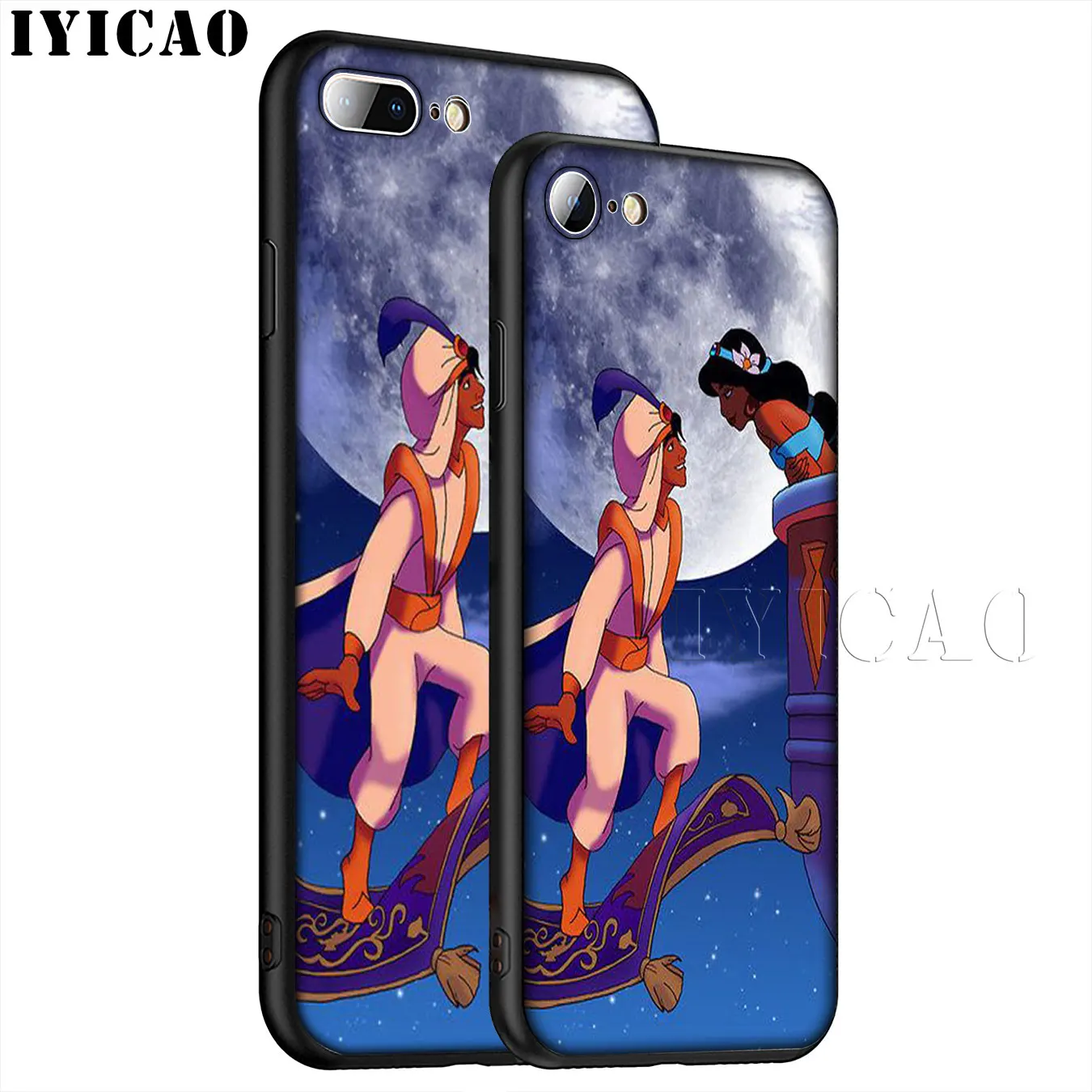 IYICAO Anime Aladdin Cartoon Soft Silicone Phone Case for iPhone XR X XS 11 Pro Max 6 6S 7 8 Plus 5 5S SE TPU Black Cover |