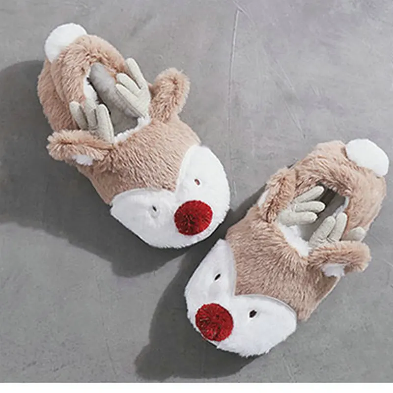 girl shoes Новые зимние нескользящее резиновое основание с рождественским оленем, сохраняющая тепло lover домашние тапочки из хлопка и домашние тапочки для взрослых с аппликацией в виде обуви - Цвет: girl shoes