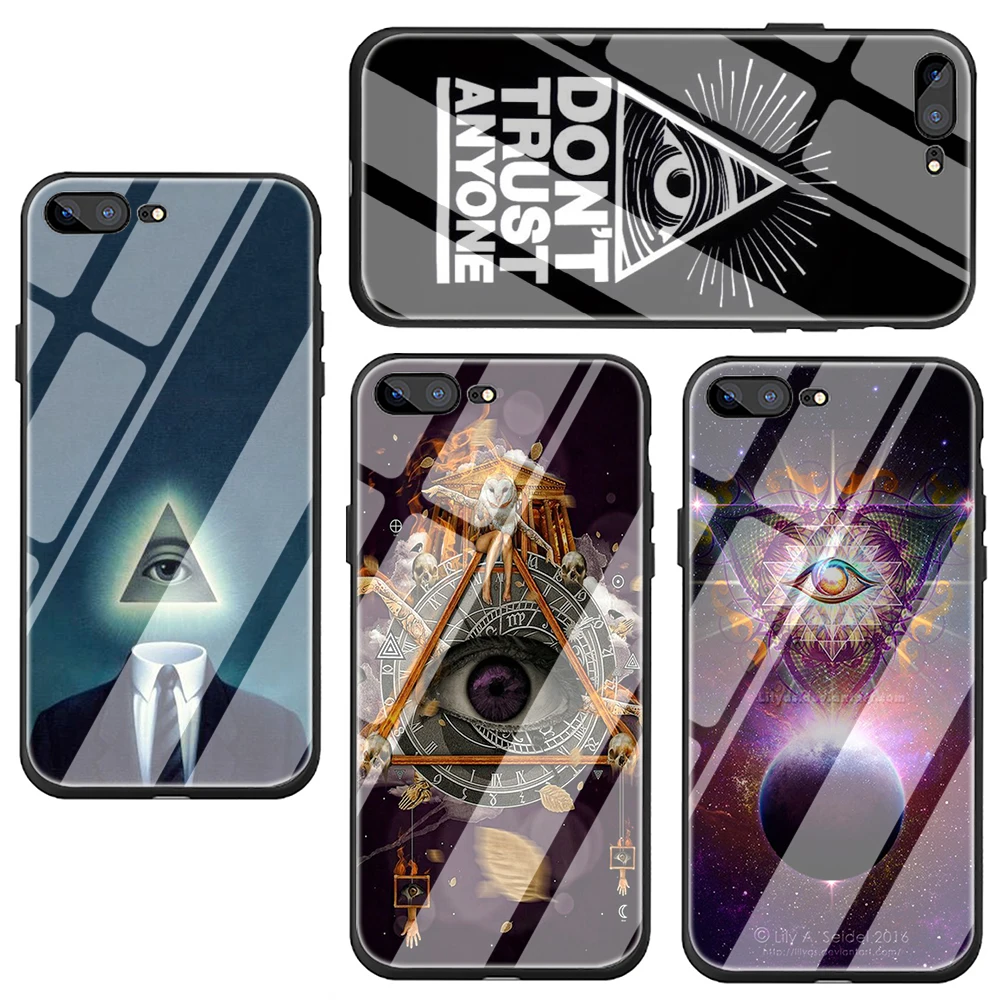 Тонкий чехол для телефона из закаленного стекла pyramid eye symbol illuminati iphone SE 2020 5 5S 6 6S Plus