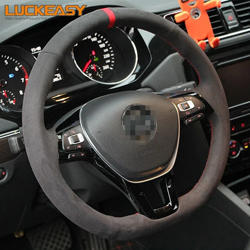 Черная замша чехол рулевого колеса автомобиля для Volkswagen VW Golf 7 Mk7 новые поло Jetta