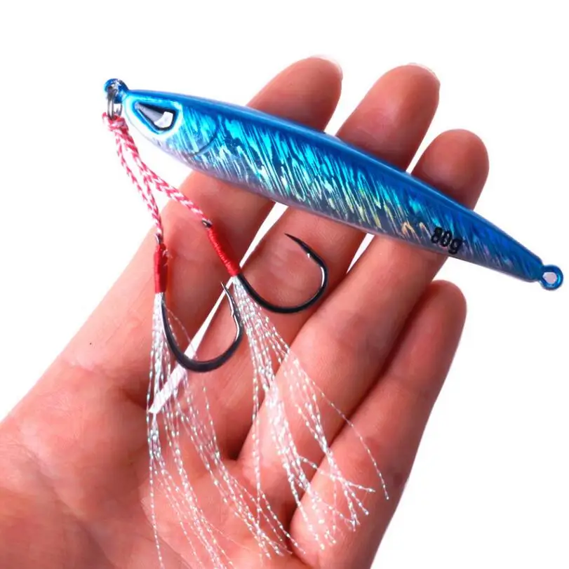 YUZI Metal Jigging Fishing Lure 80g 87mm Vertical/SpeedJigs Hard Bait Sinking Spoon Tackle for Dogtooth Tuna | Спорт и развлечения