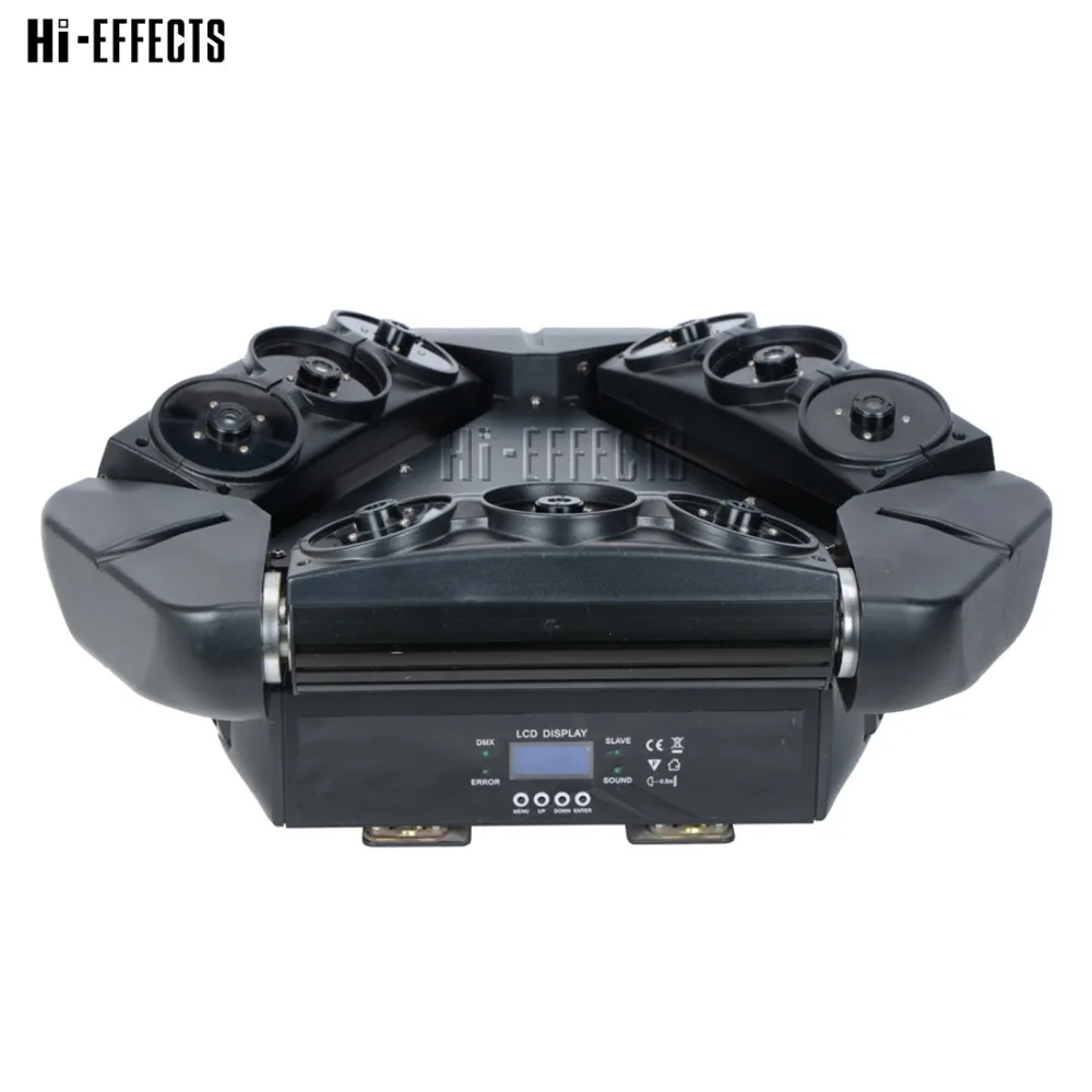 Светодиодный движущийся головной свет RGB цвет Паук лазерный 9 глаз DMX