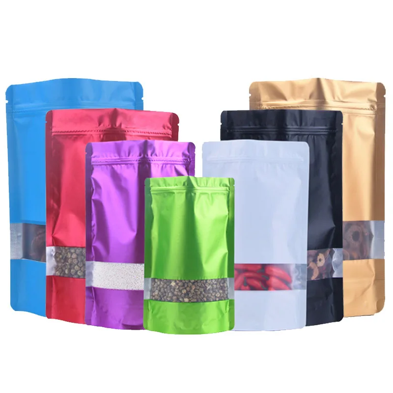 Dura-Aid 100 шт./лот стоит из матового алюминия фольги окно Ziplock мешок Doypack кофе порошок