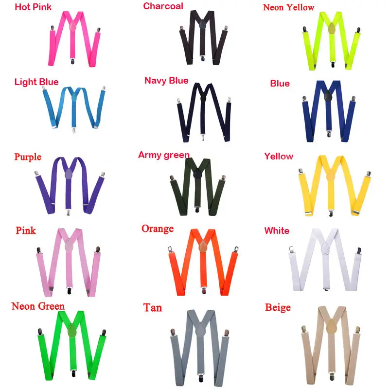 Подтяжки унисекс для мужчин и женщин детская клипса 15 цветов эластичные