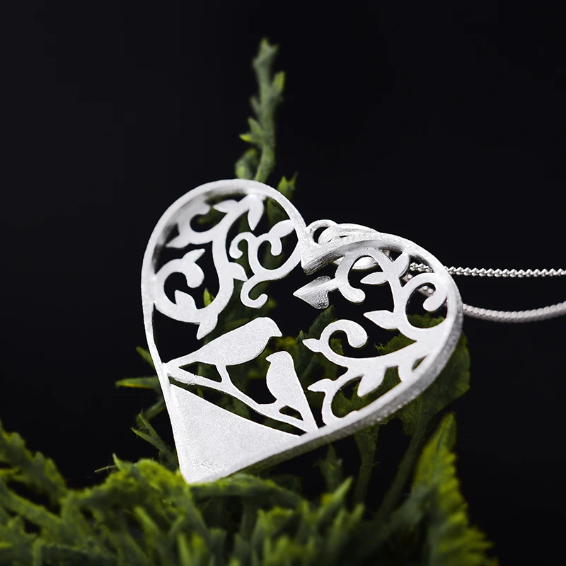 &quotLove Forever&quot изящный ручная работа птица пара кулон реального чистого