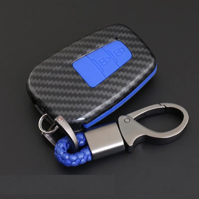 2Button Carbon Blue Углеродное волокно ABS интеллектуальный пульт дистанционного управления брелок, чехол для ключей в виде ракушки для Toyota CHR C-HR Prado Prius Camry Corolla RAV4 2/3/4 кнопки - Название цвета: 2Button Carbon Blue
