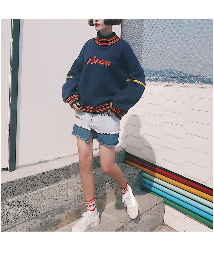 Ulzzang/женские толстовки с капюшоном, толстовки, осень, корейский стиль, Харадзюку, с буквенным принтом, флисовая водолазка, худи, Женский Топ