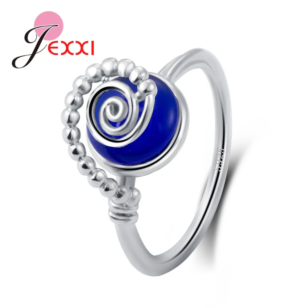 

Unique Dark Blue Round Shape Rings For Cute Women 925 100% Sterling Silver Crystal Anniversary Design Gift To Quality Item