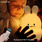 СВЕТОДИОДНЫЙ ночник в виде кролика, RGB, сенсорный датчик, пульт дистанционного управления, таймер с регулируемой яркостью, USB-зарядка, силиконовая детская лампа