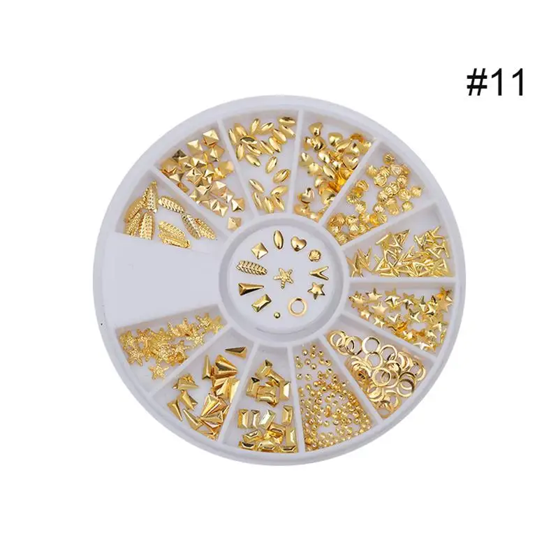 pattern-11 1 коробка, 3D металлические украшения для ногтей, золотая металлическая цепочка, бисер, линия, много размеров, змеиная кость, маникюр, дизайн ногтей, украшение в колесах - Цвет: pattern-11