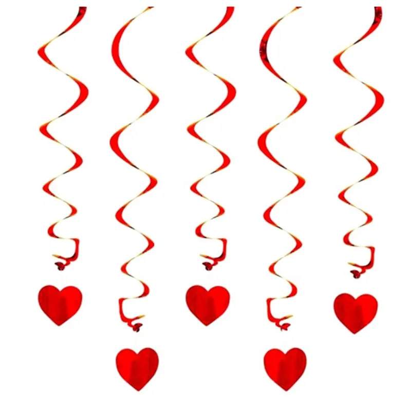 6Pcs Red Spiral 6 шт./партия, красное сердце, подвесное украшение для свадьбы, День Святого Валентина, Декор - Цвет: 6Pcs Red Spiral