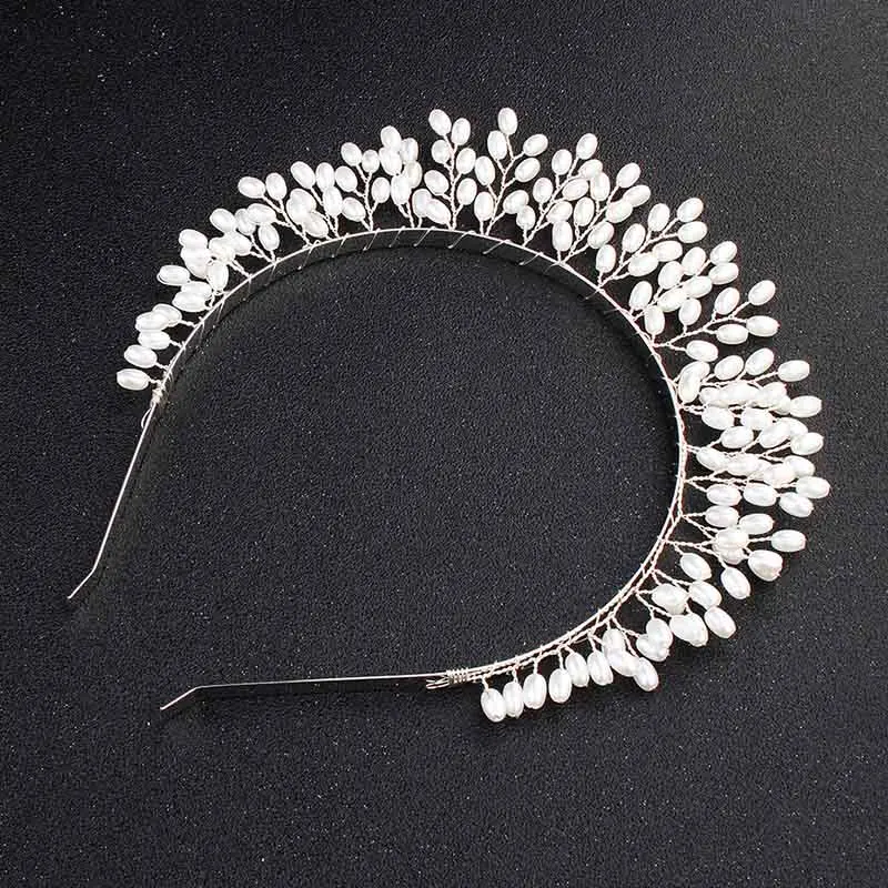 silver color Серебряные/Золотые/розовые золотые жемчужные повязки для волос, свадебные украшения для волос, вечерние аксессуары для волос, модное ювелирное изделие, подарок для девочек - Окраска металла: silver color
