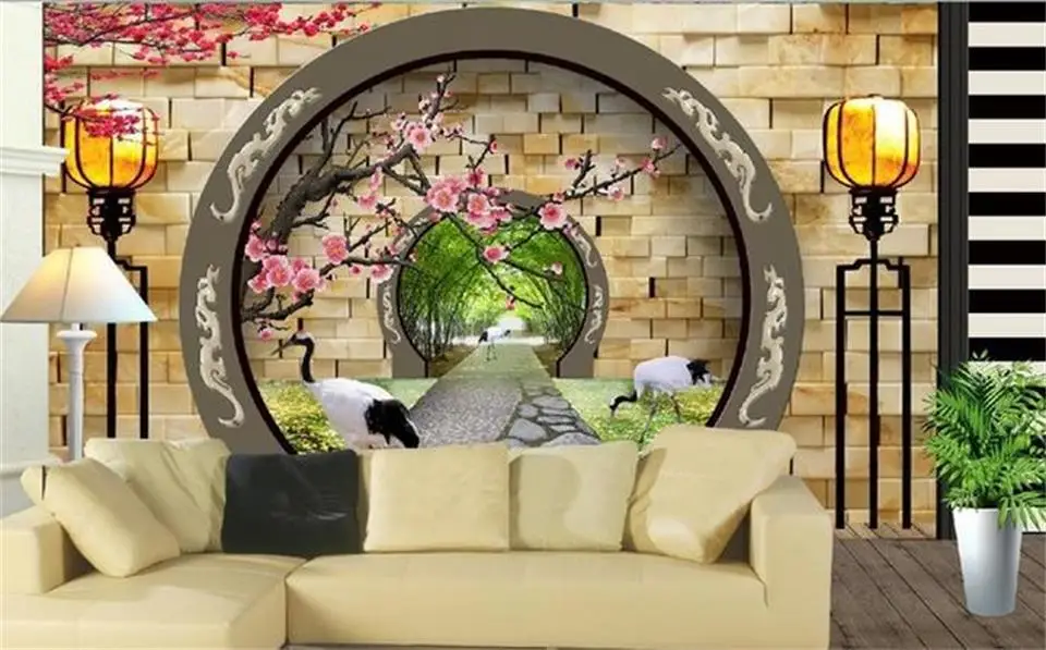 3d wallpaper photo custom livingroom mural Chinese garden landscape painting sofa TV background non-woven wall sticker | Обустройство