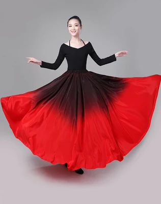 black and red Женская танцевальная юбка для фламенко, танцевальная юбка, юбка для танца живота, испанский костюм для выступлений - Цвет: black and red
