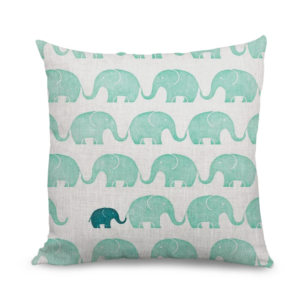 

Cute Elephant Pattern Throw Pillow Covers Cartoon Printing Cushion Cover for Gift 45*45 cm