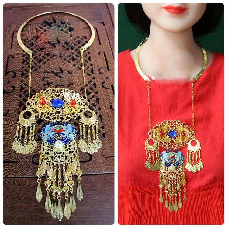 Мягкое ожерелье из древнего китайского голубого перегородчатого дерева