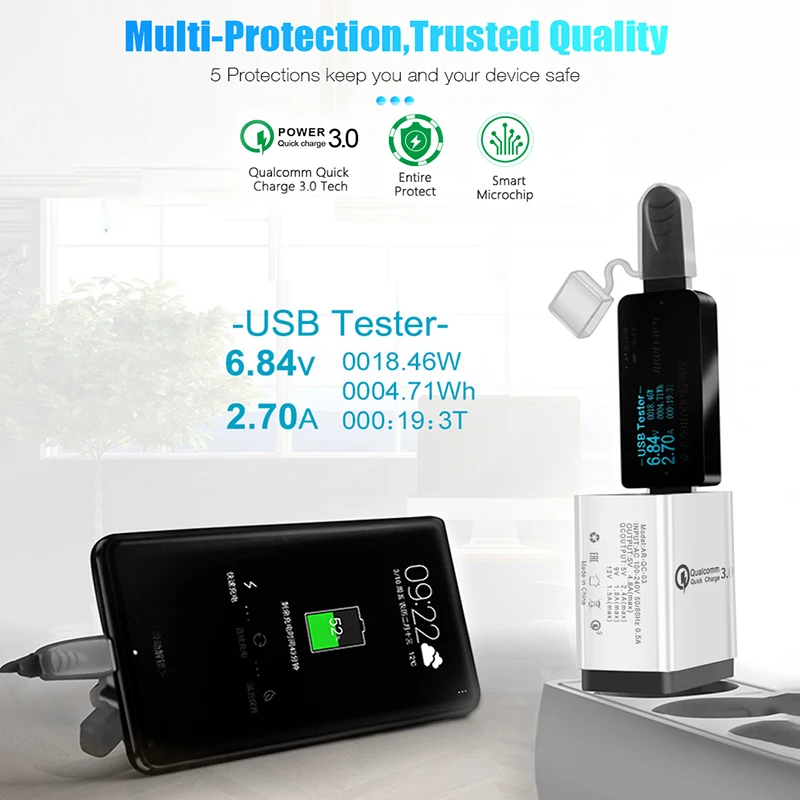 Quick Charge 3 0 15 W QC3.0 QC Turbo Быстрая зарядка Зарядное устройство usb-зарядное для samsung S8 S9