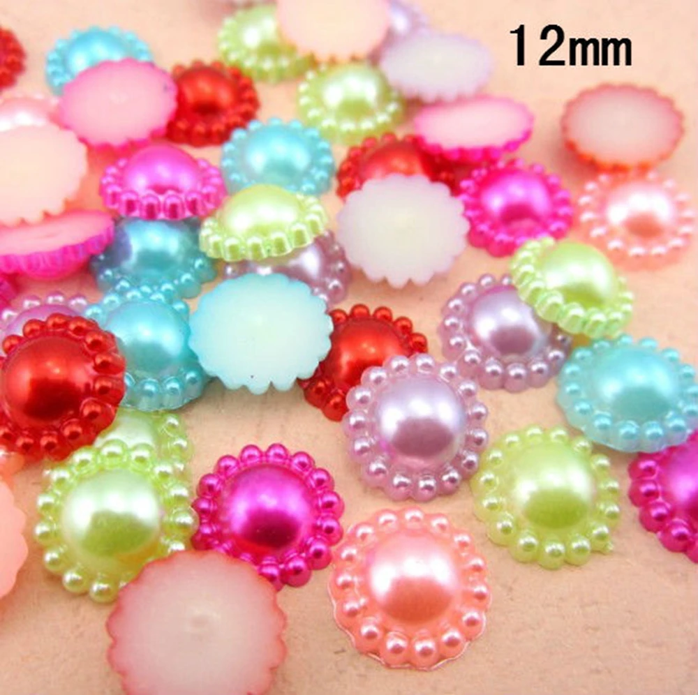 Бесплатная доставка 72 шт./лот 13 мм искусственный жемчуг полукруглые Цветочные