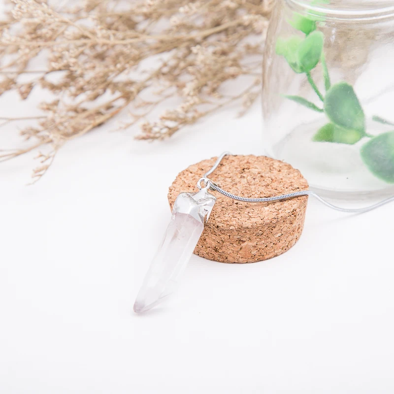 2018 Silver Plated Rough Natural Stone Necklaces Pendant Drusy White Crystal clear Quartz Necklace For Women Fashion jewelry | Украшения и