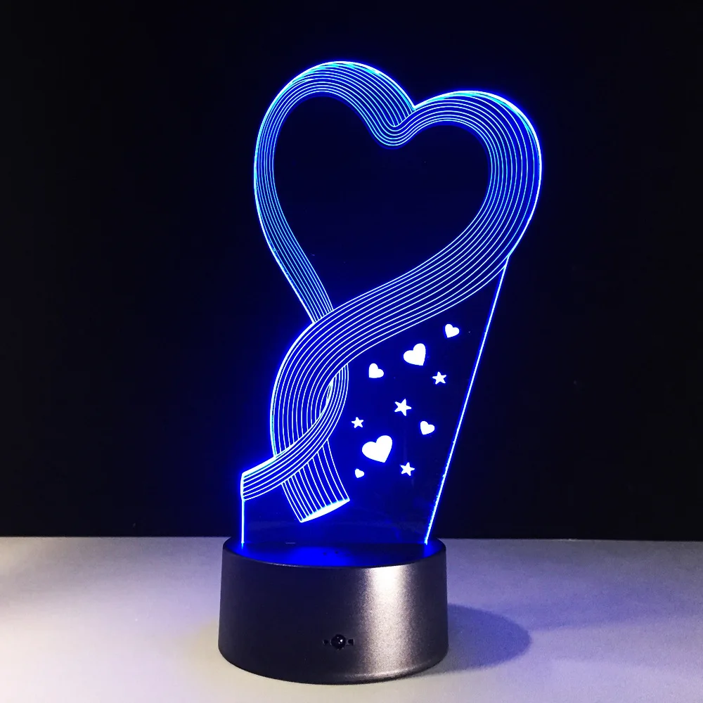 Свадебные украшения ночник 3D Led Настольная лампа Любовь Сердце USB сенсорный RC