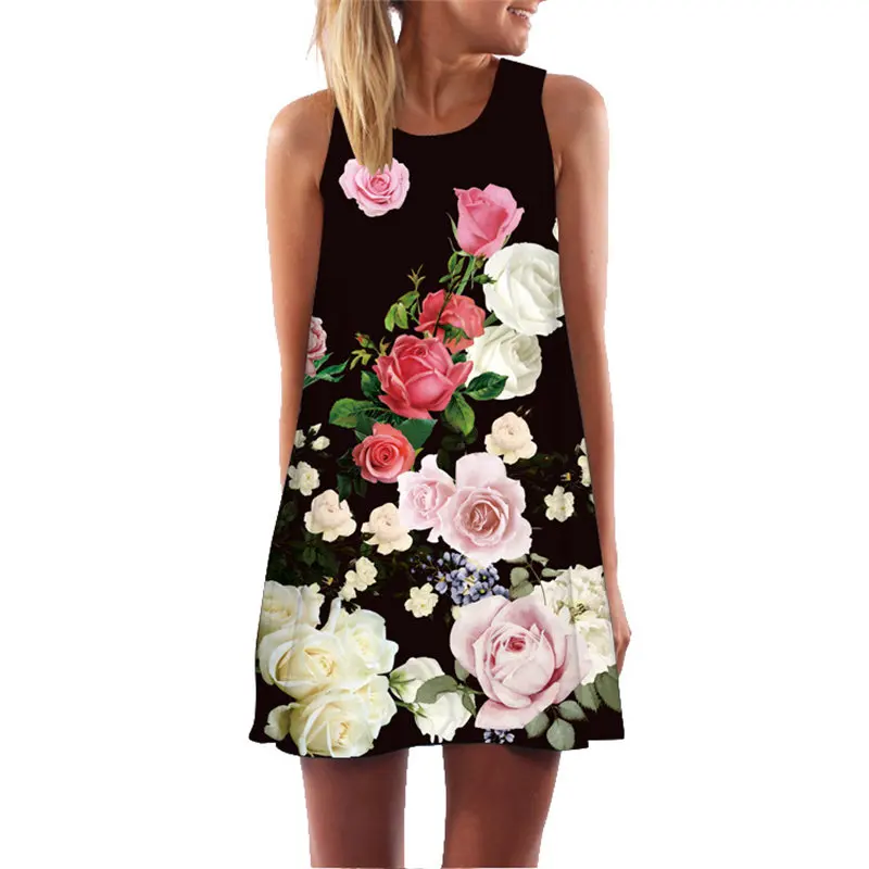 MEIBONA Retro Women Summer Dress A-line Loose Beach Wear Sundress Lady Sexy Party Office Vest Vestidos De Verano | Женская одежда
