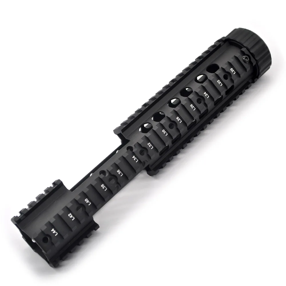 Уникальная система крепления TriRock Quad Rail Handguard длиной 1" дюймов, тяжелая, свободная, с анодированным покрытием Hole_Black. 223/AR-15