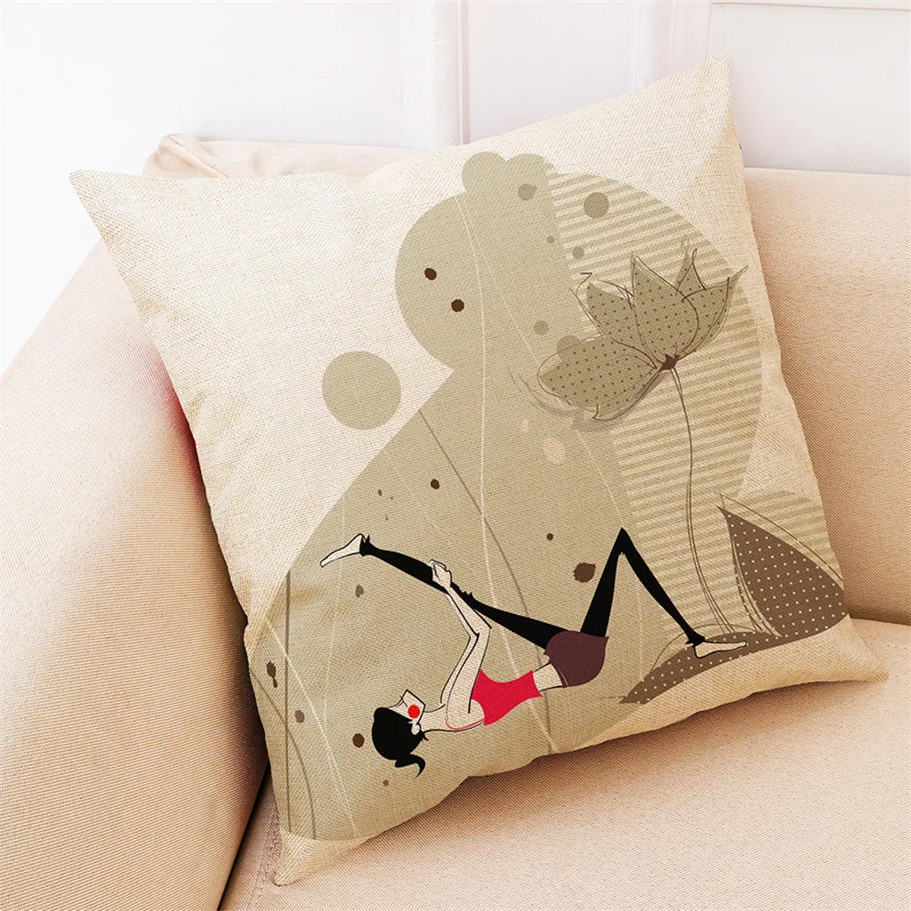 45x45 см квадратный чехол для подушки из полиэстера Йога упражнения Печать