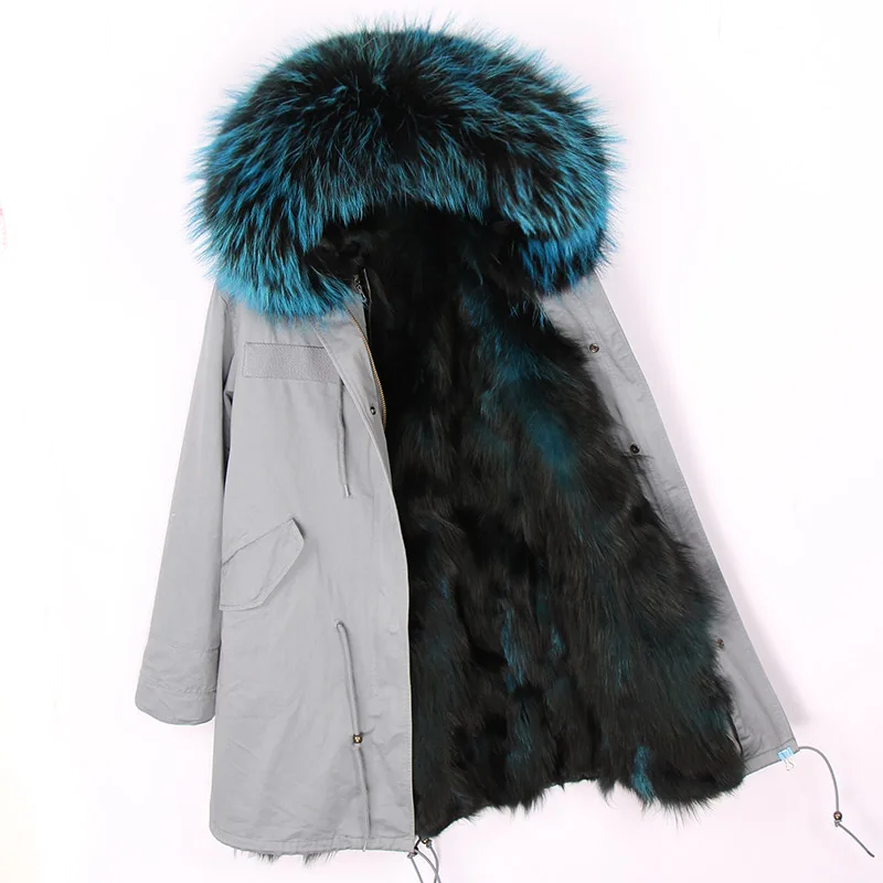 14 fox fur liner Длинная парка, зимняя куртка для женщин, пальто из натурального меха енота, воротник из лисьего меха, верхняя одежда, повседневная одежда - Цвет: 14 fox fur liner