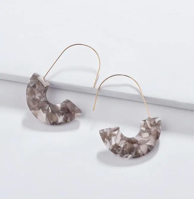 LUNA CHIAO,, модные серьги, Boho, леопардовая черепаха, раковина, Большой Крючок, акриловые серьги, висячие серьги - Окраска металла: Mix Grey