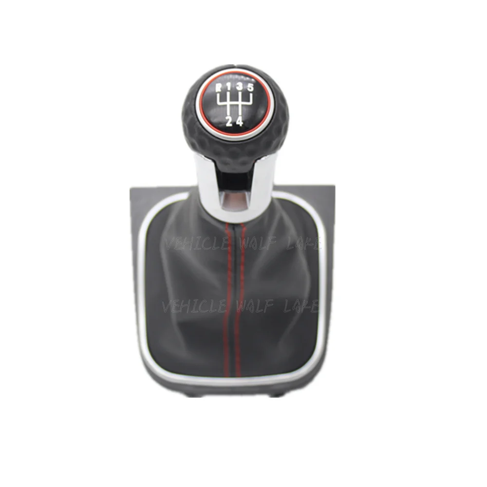 Для VW Golf 5 A5 MK5 GTI GTD R32 2004 2004 2006 2007 2008 2009 5/6, скоростной автомобильный рычаг переключения передач с кожаным голенищем - Название цвета: 5 speed
