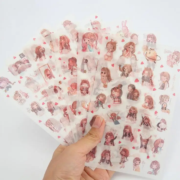 6 шт./упак. я девушка Стикеры шаржа PVC Стикеры wonnyeo Стикеры украшение для альбома канцелярских товаров Стикеры s