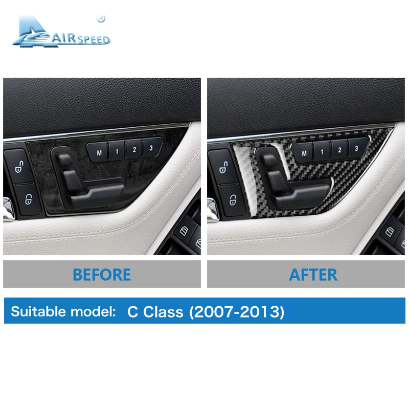 Airspeed Cabon волокно для Mercedes Benz C Class W204 аксессуары сиденья Кнопка регулировки
