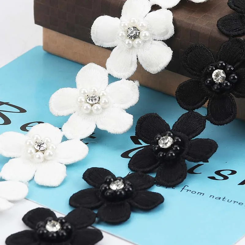 Жемчужный бисер цветы вышивка кружевная отделка лента из ткани шитье ручной