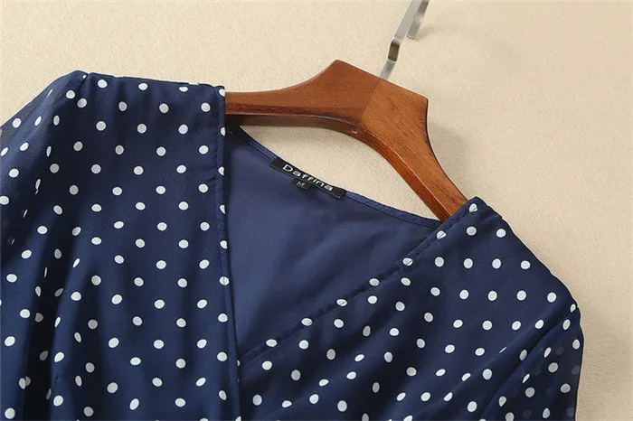 Элегантное шифоновое платье миди с v образным вырезом Новое поступление 2018