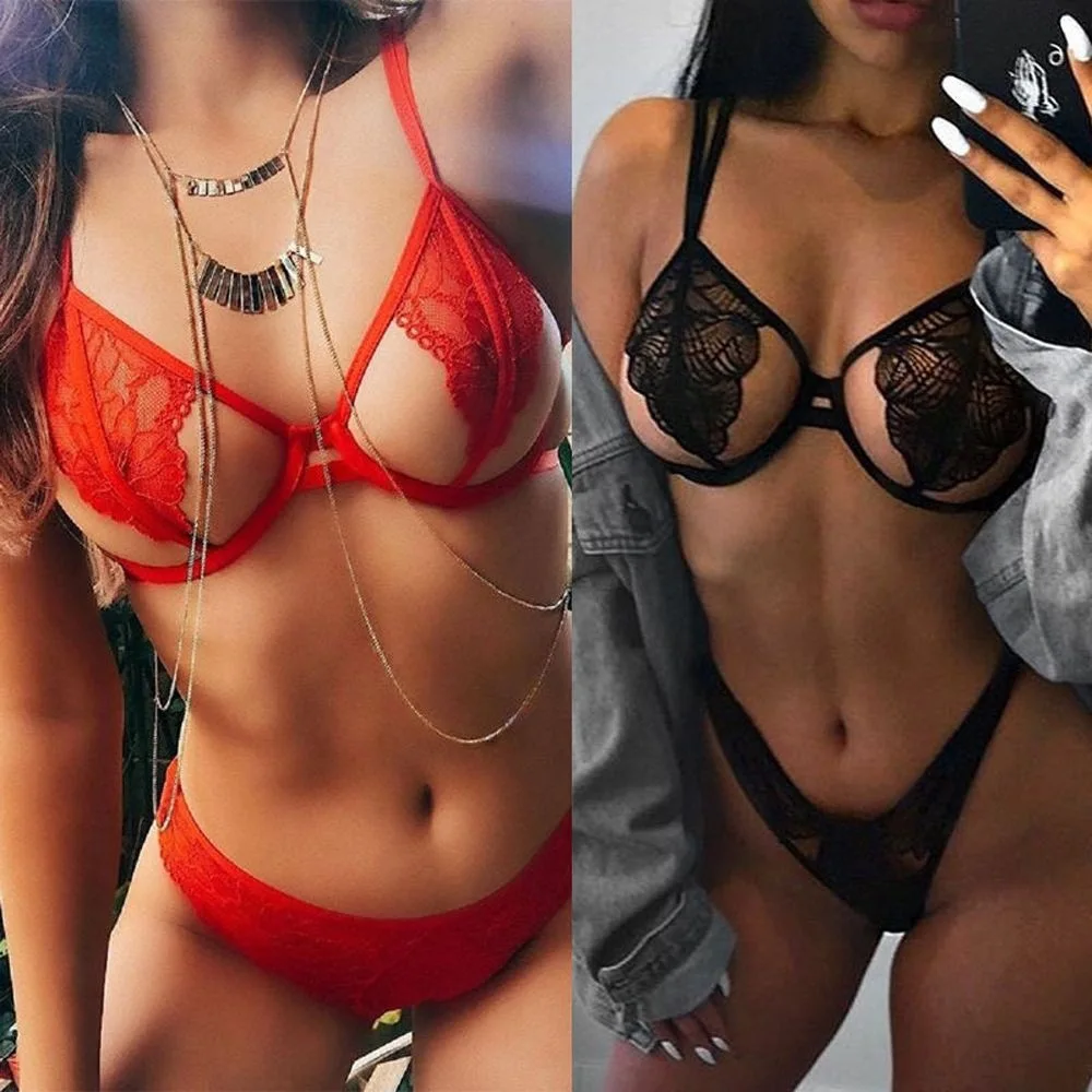 Сексуальное цветочное нижнее белье Babydoll кружевной ажурный бюстгальтер стринги