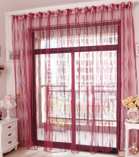 Многоцветные белые/фиолетовые/черные полосатые прозрачные Занавески Из вуали