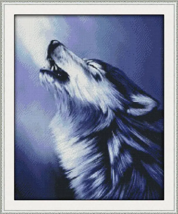 D347 Серия Joy Sunday The Wolf, напечатанная на ткани DMC 14CT 11CT Наборы для вышивания крестиком, наборы для вышивания, домашний декор - Цвет: D347