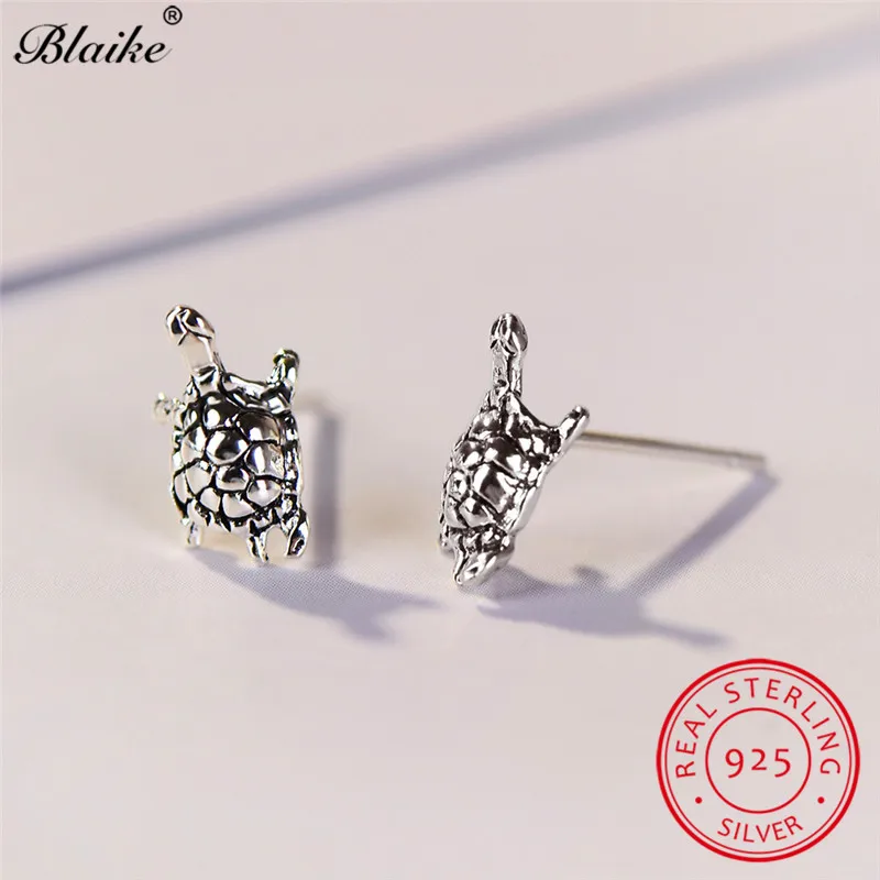 Женские серьги пусеты в виде черепахи Blaike очаровательные из настоящего серебра