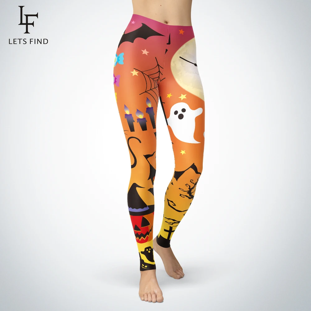 2019 новый дизайн леггинсы в стиле Хэллоуин для женщин модные с принтом ведьмы